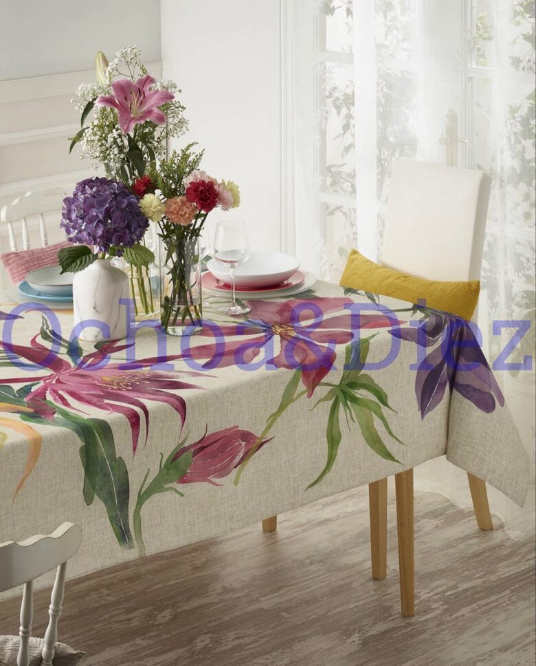 Big flowers tablecloth