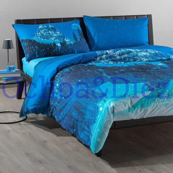Funda nórdica montaña azul