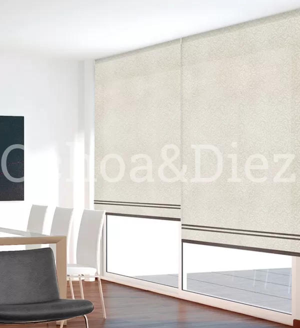 Cortina; enrollable con cambio de color, varilla decorativa & tejido 3D.